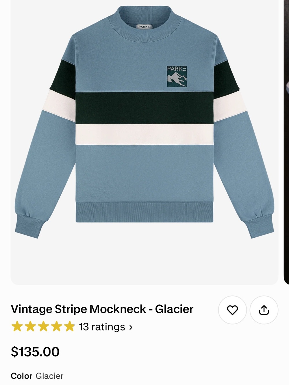 Parke Vintage Stripe Mockneck Sweatshirt in Glacier